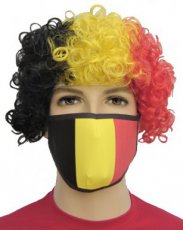Mondmasker / mondkapje met pruik in de Belgische kleuren EL Polyester
