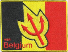 Patch Belgisch vlag met drietand 110x148mm Patch Belgisch vlag met drietand 110x148mm